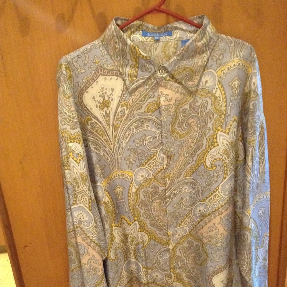 LANZZINO SILK SHIRT BEAUTIFUL MULTI-COLOR PAISLEY